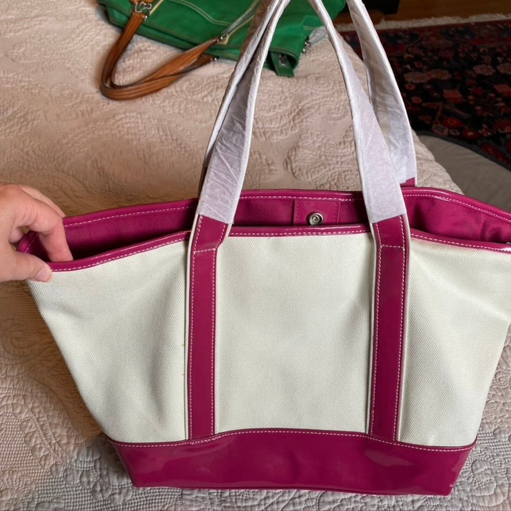NEW - Land's End Hot Pink and Canvas Boat Tote Beach Summer - Never Used!